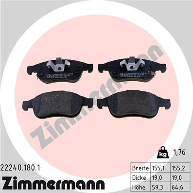 Zimmermann 22240.180.1 - Bremžu uzliku kompl., Disku bremzes www.autospares.lv