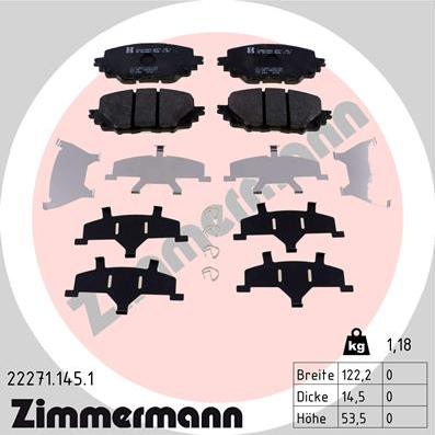 Zimmermann 22271.145.1 - Bremžu uzliku kompl., Disku bremzes www.autospares.lv