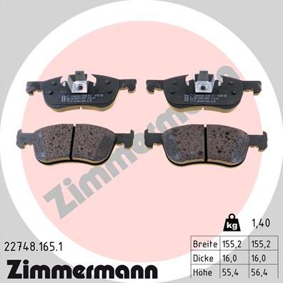 Zimmermann 22748.165.1 - Bremžu uzliku kompl., Disku bremzes www.autospares.lv