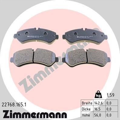 Zimmermann 22768.165.1 - Bremžu uzliku kompl., Disku bremzes www.autospares.lv
