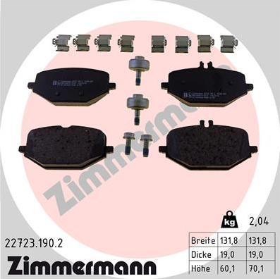 Zimmermann 22723.190.2 - Bremžu uzliku kompl., Disku bremzes www.autospares.lv