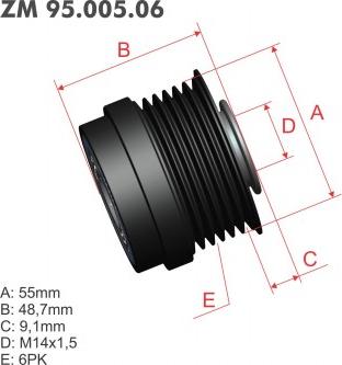 ZM ZM 95.005.06 - Шкив генератора, муфта www.autospares.lv