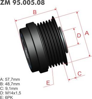 ZM ZM 95.005.08 - Шкив генератора, муфта www.autospares.lv