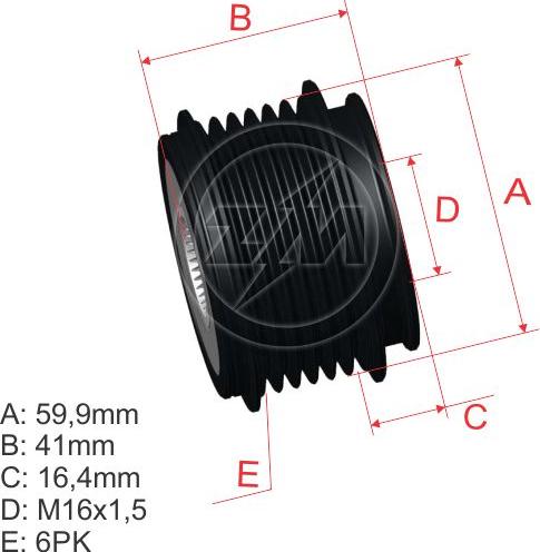 ZM ZM 96.005.41 - Шкив генератора, муфта www.autospares.lv