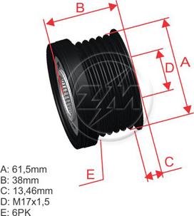 ZM ZM 96.005.16 - Шкив генератора, муфта www.autospares.lv