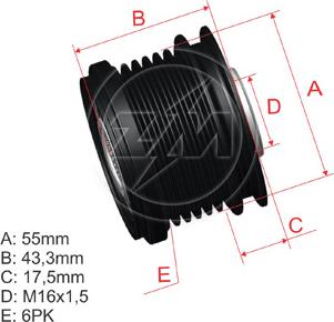 ZM ZM 96.000.45 - Шкив генератора, муфта www.autospares.lv