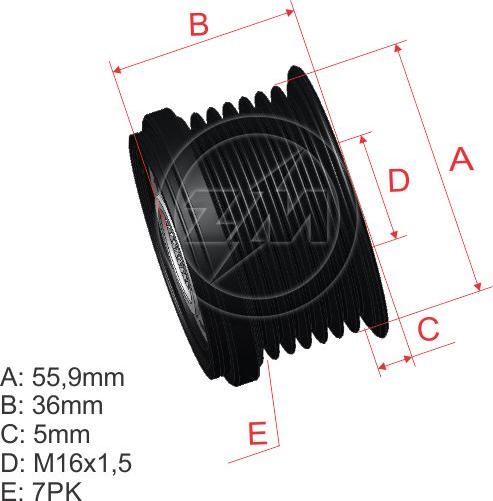 ZM ZM 96.000.30 - Шкив генератора, муфта www.autospares.lv