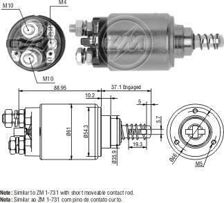 ZM ZM-543 - Solenoid Switch, starter www.autospares.lv