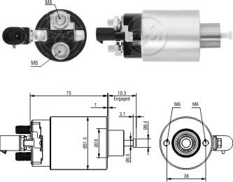 ZM ZM6695 - Тяговое реле, соленоид, стартер www.autospares.lv