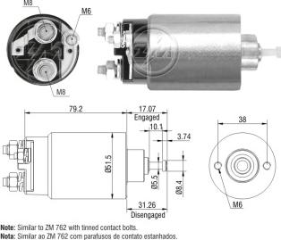 ZM ZM-1762 - Ievilcējrelejs, Starteris www.autospares.lv