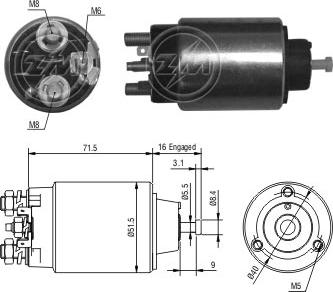 ZM ZM-864 - Ievilcējrelejs, Starteris www.autospares.lv