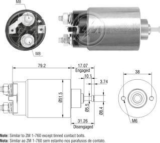 ZM ZM-760 - Solenoid Switch, starter www.autospares.lv