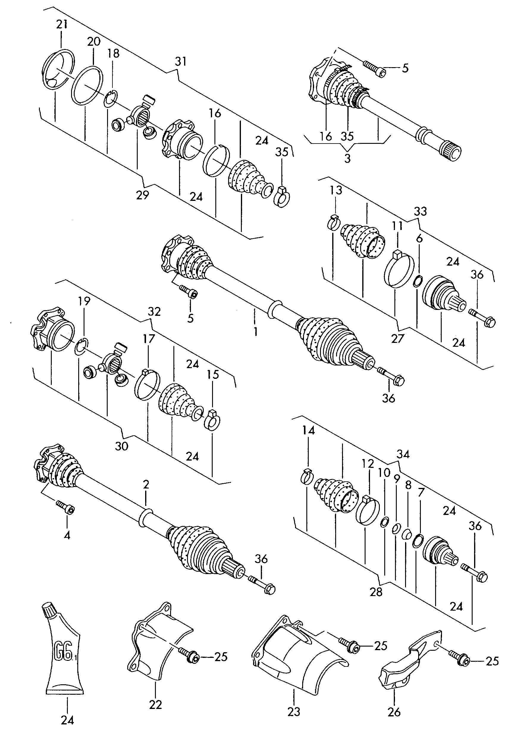 VAG 4D0 498 099 - Šarnīru komplekts, Piedziņas vārpsta autospares.lv