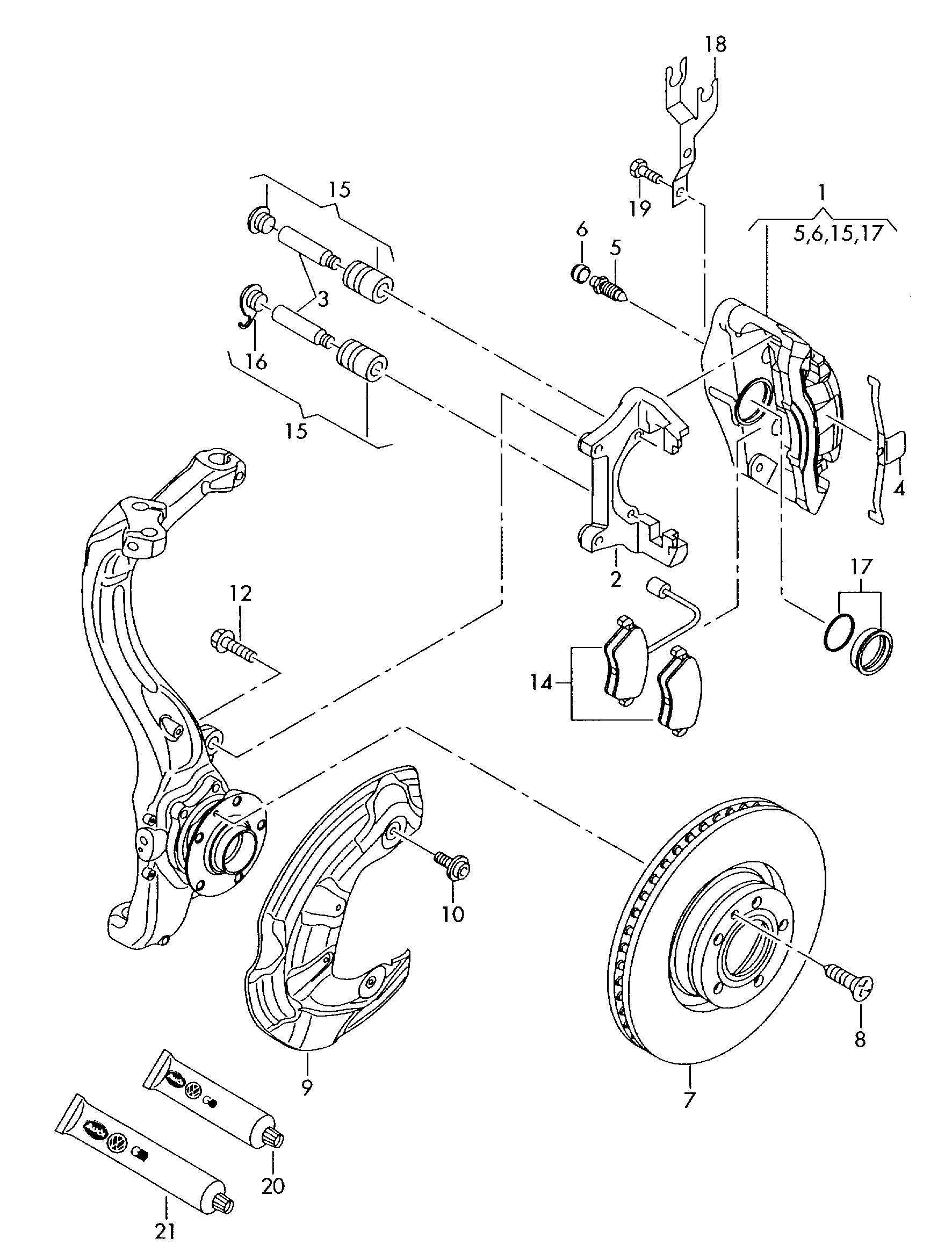 VAG 8E0 698 151 G - Bremžu uzliku kompl., Disku bremzes autospares.lv