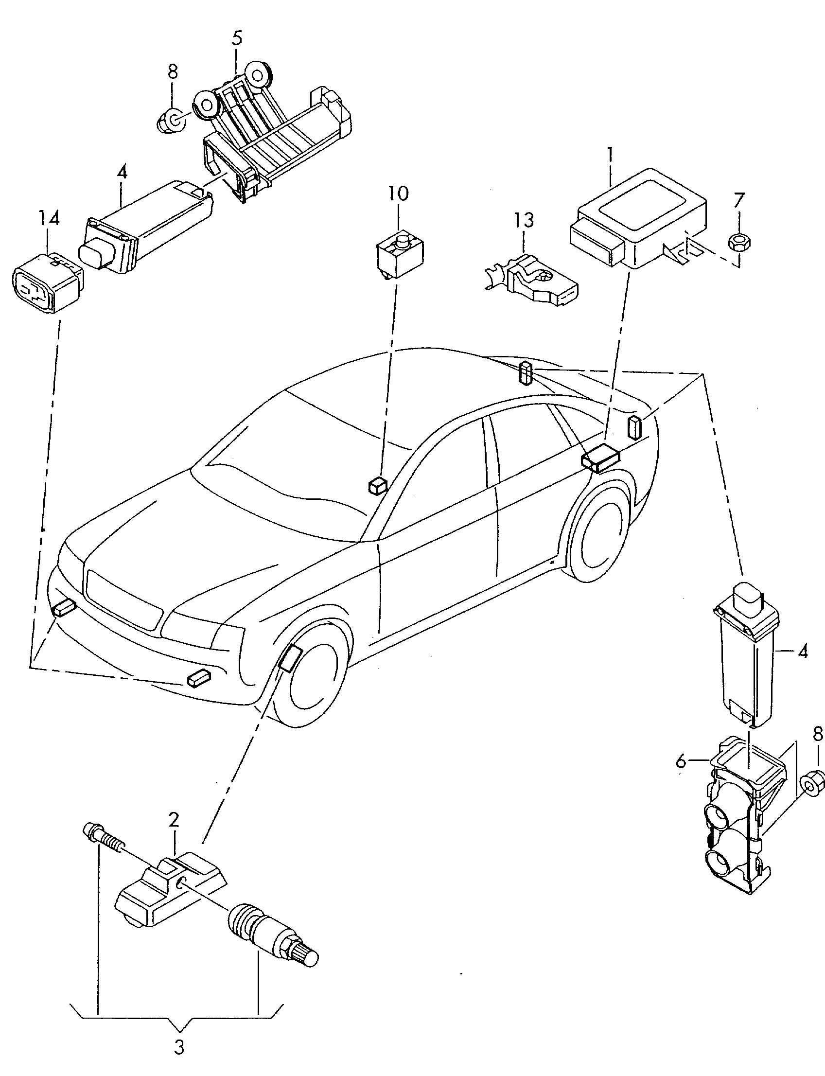 AUDI 4D0 907 275 E - Valve Repair Set, (tyre press. control system) www.autospares.lv