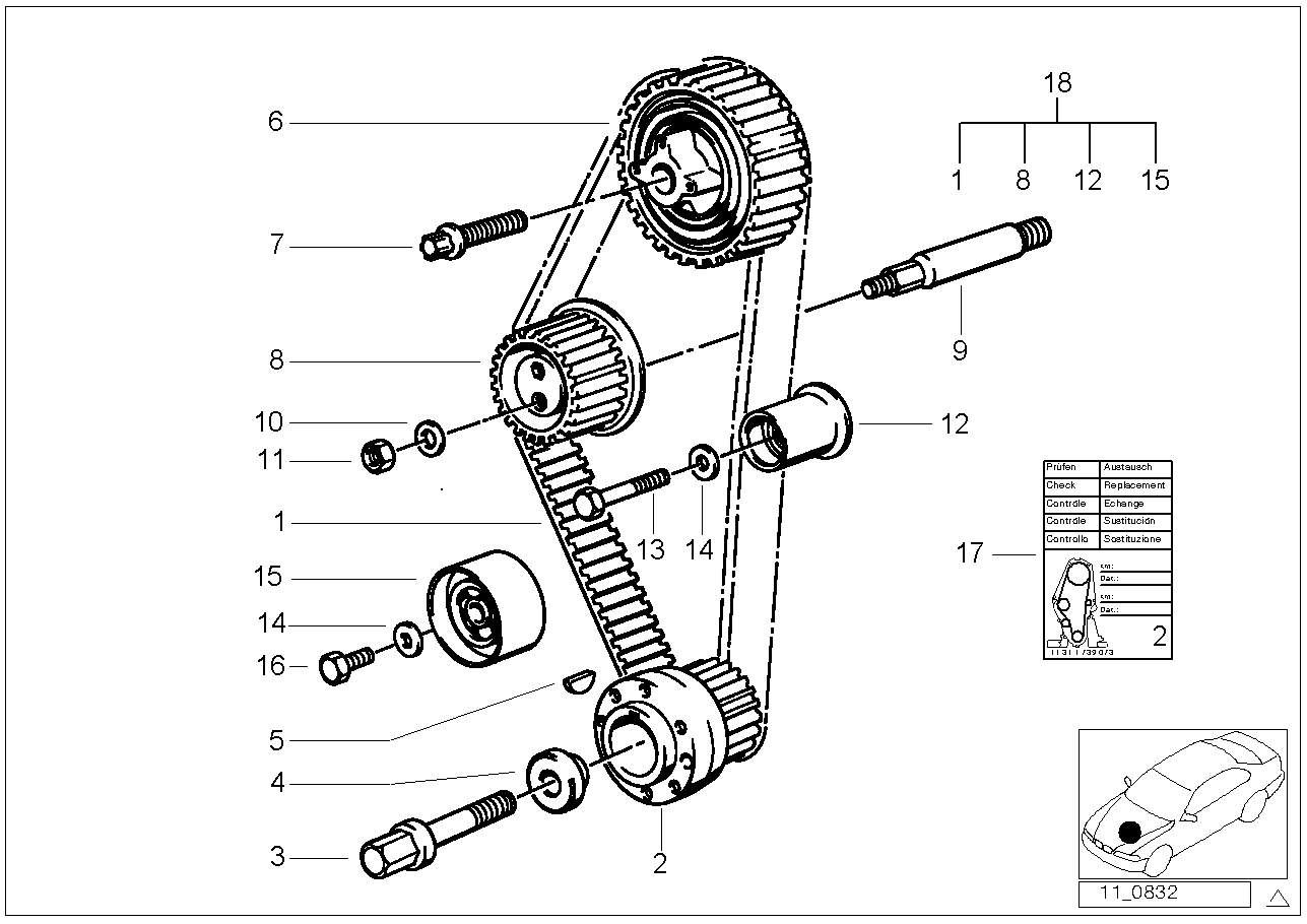 BMW 11 31 1 727 611 - Spriegotājrullītis, Gāzu sadales mehānisma piedziņas siksna autospares.lv