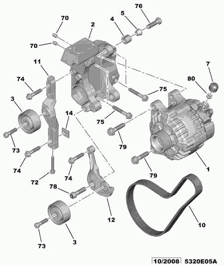 CITROËN 5751.91 - Pulley, v-ribbed belt www.autospares.lv