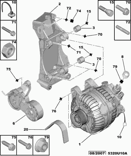 PEUGEOT 5751.G8 - Parazīt / Vadrullītis, Ķīļrievu siksna autospares.lv