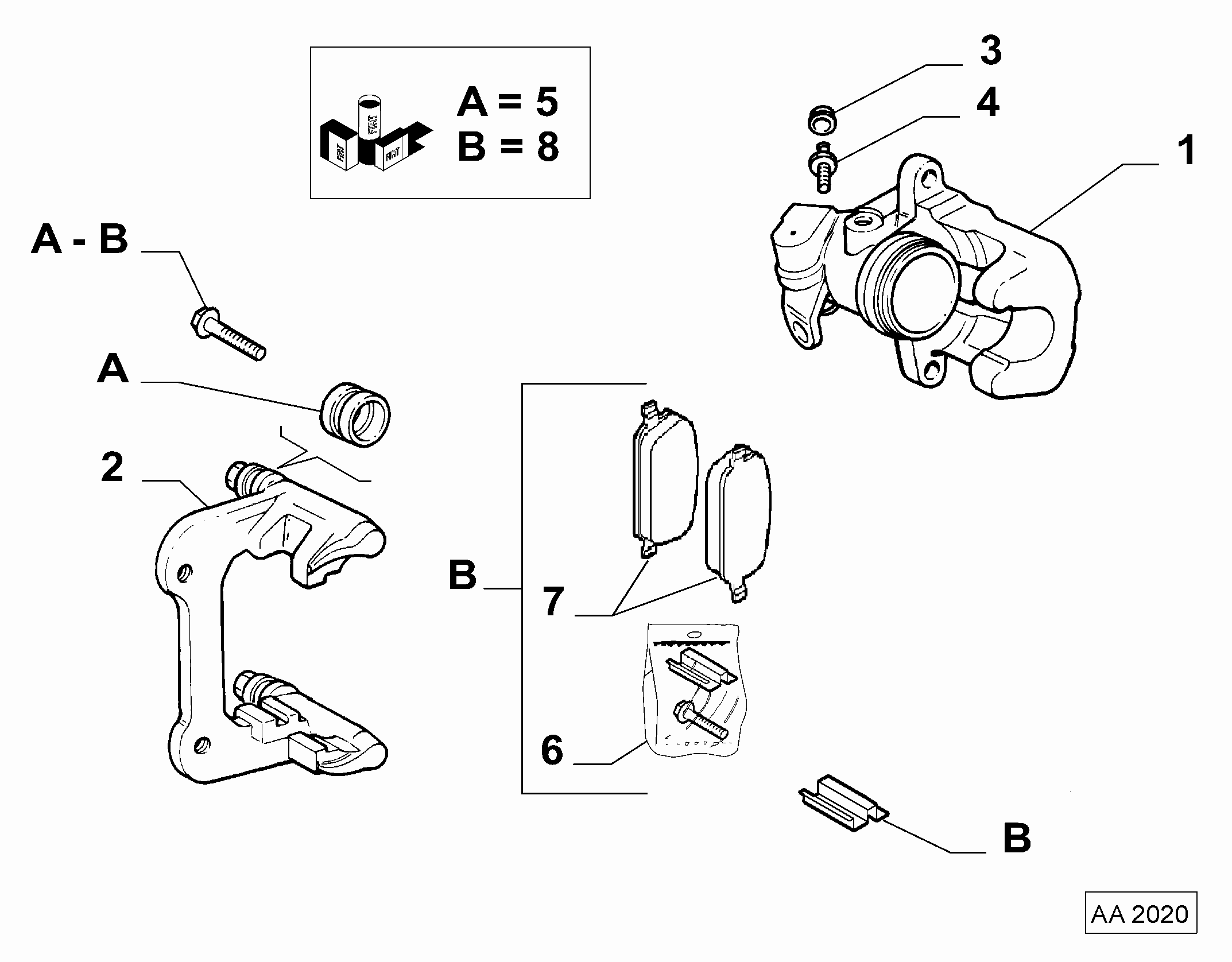 FIAT 71770125 - Piederumu komplekts, Disku bremžu uzlikas www.autospares.lv