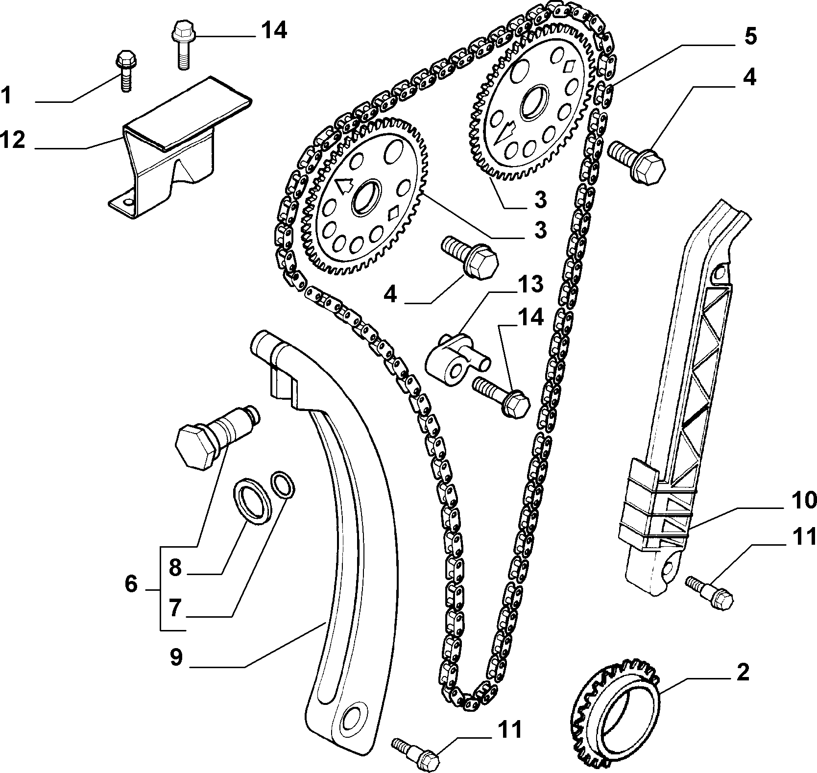 Opel 71739327 - Sadales vārpstas piedziņas ķēdes komplekts autospares.lv