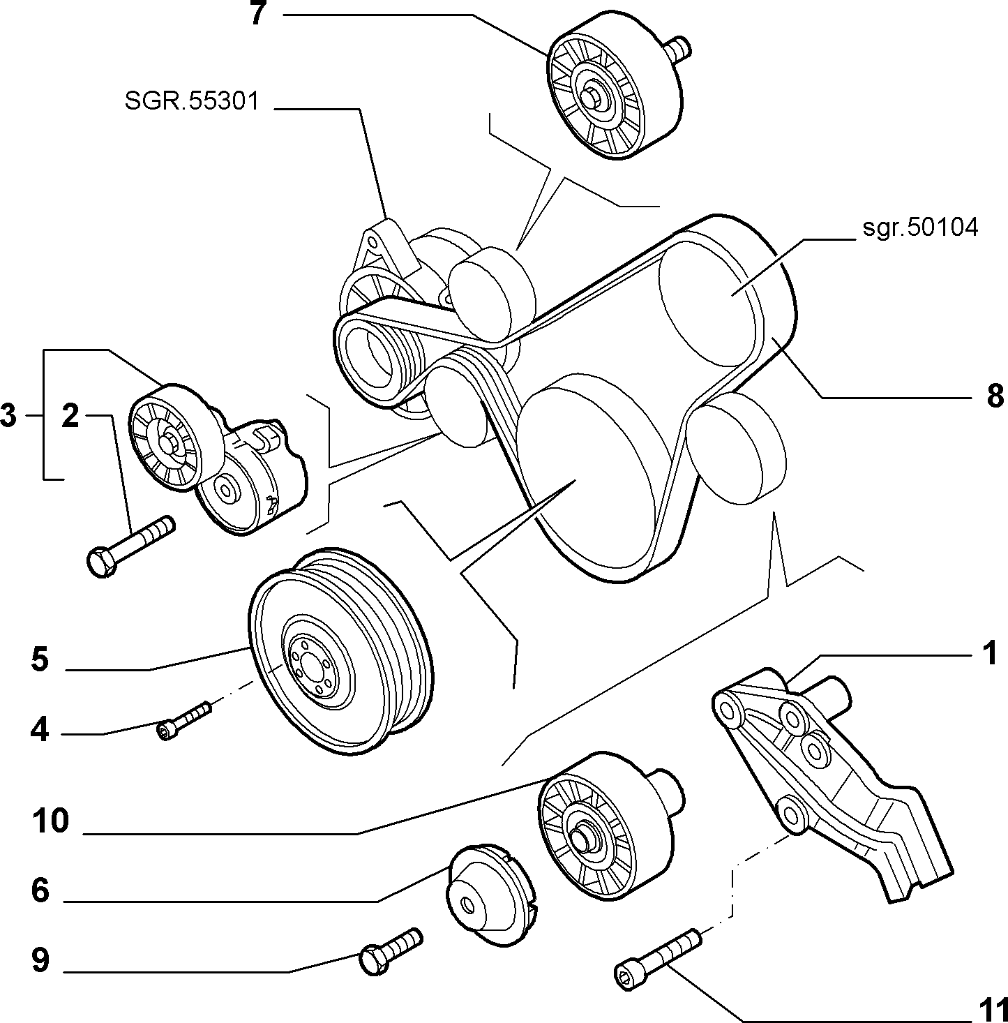 Alfa Romeo 55190052 - Ролик, поликлиновый ремень www.autospares.lv