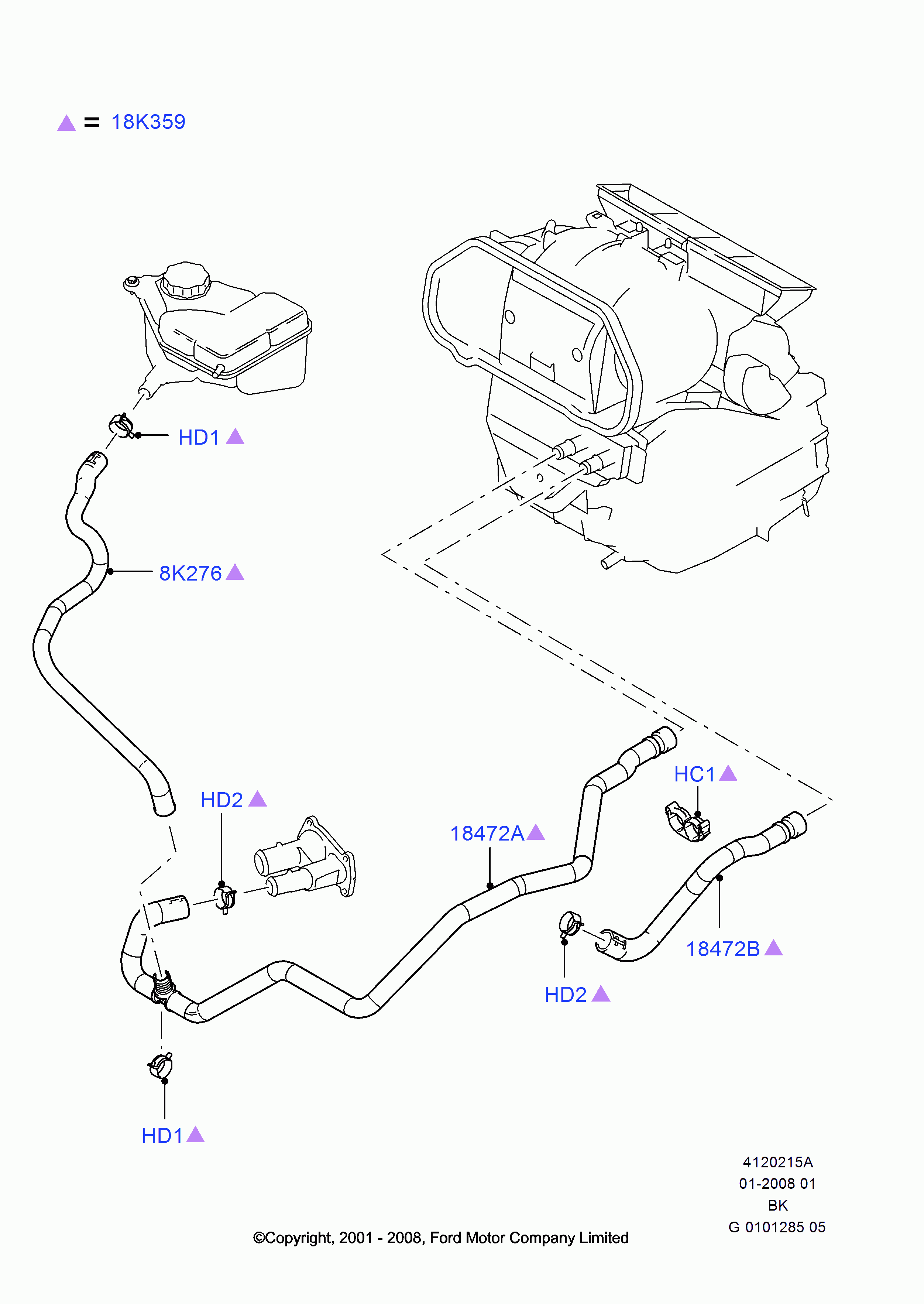 FORD 1547685 - Šļūtene, Apsildes sistēmas siltummainis www.autospares.lv