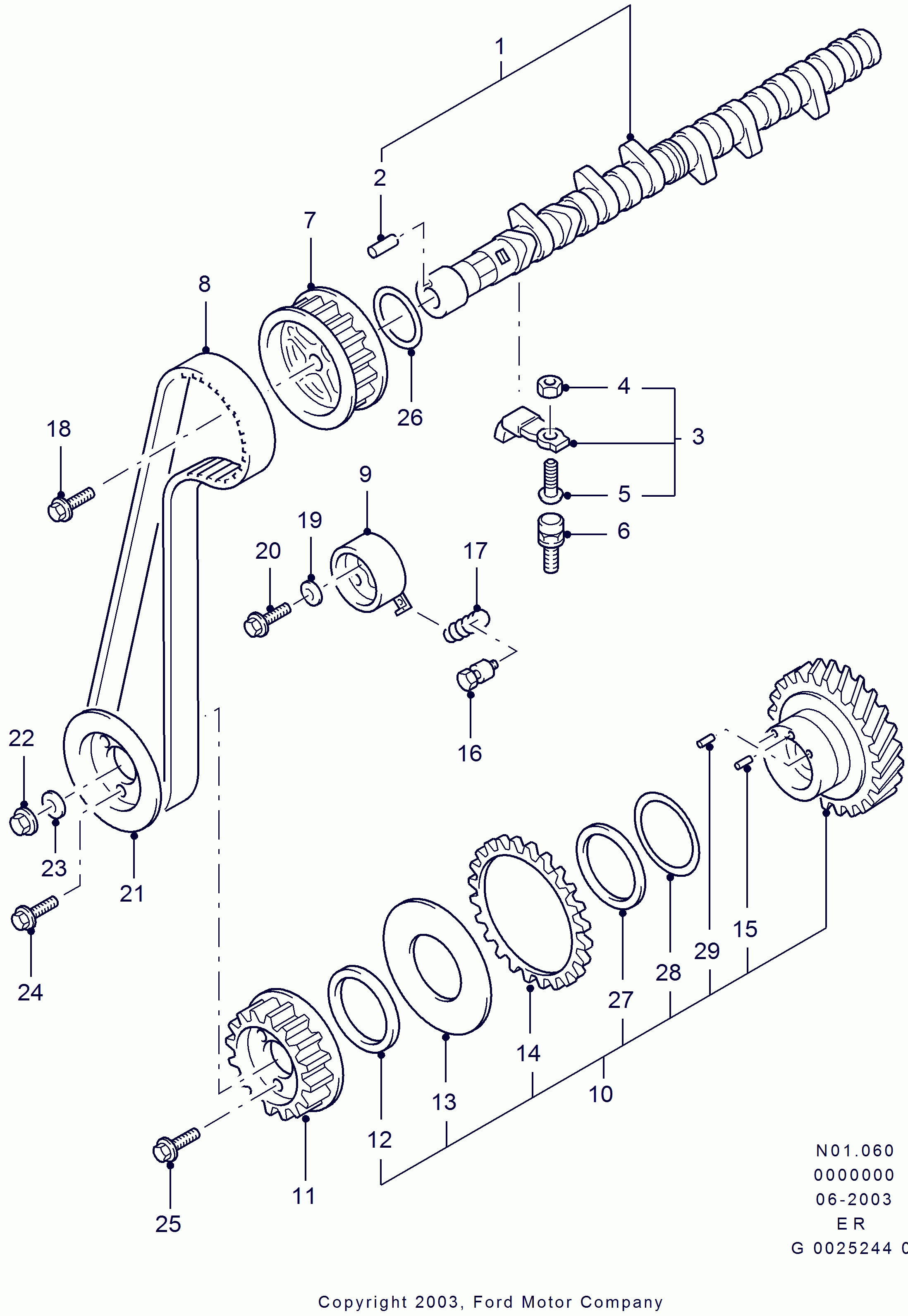 FORD 3590347 - Spriegotājrullītis, Gāzu sadales mehānisma piedziņas siksna autospares.lv