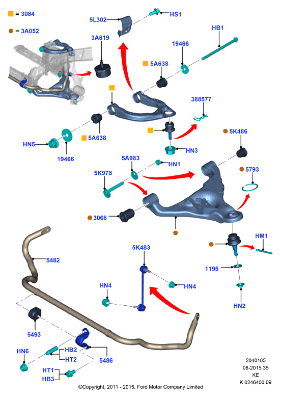 FORD 1 425 965 - Mounting Kit, control lever www.autospares.lv