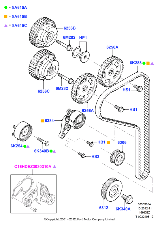 FORD USA 1 672 144 - Timing Belt Set www.autospares.lv