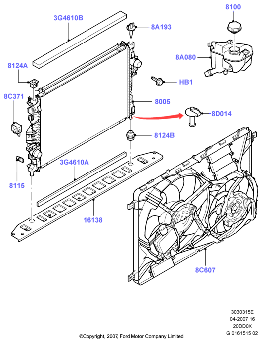 FORD 1508176 - Piekare, Radiators www.autospares.lv