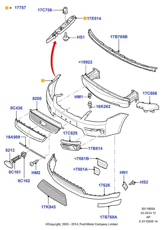 FORD 1508154 - Radiator Grille www.autospares.lv