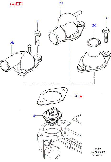 FORD 1 452 357 - Coolant thermostat / housing www.autospares.lv