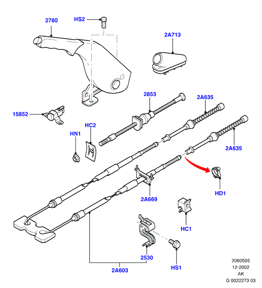 FORD 1343668 - Trose, Stāvbremžu sistēma www.autospares.lv