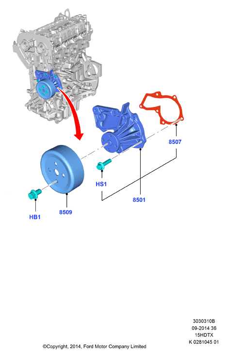 FORD 1935496 - Water Pump www.autospares.lv