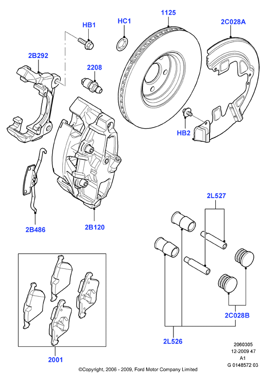 FORD 1432360 - Комплект направляющей гильзы, тормозной поршень www.autospares.lv