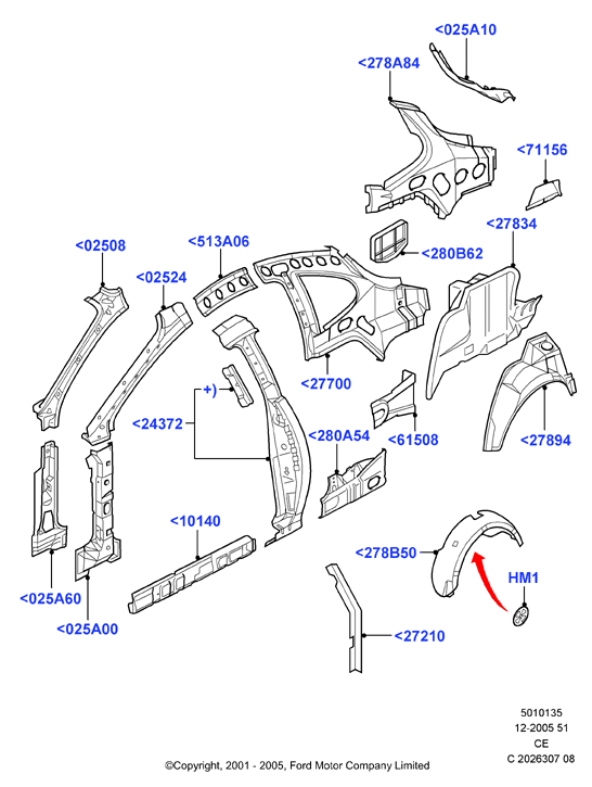 FORD 1110072 - Panel - Body Front, RH, Inner, Lower www.autospares.lv