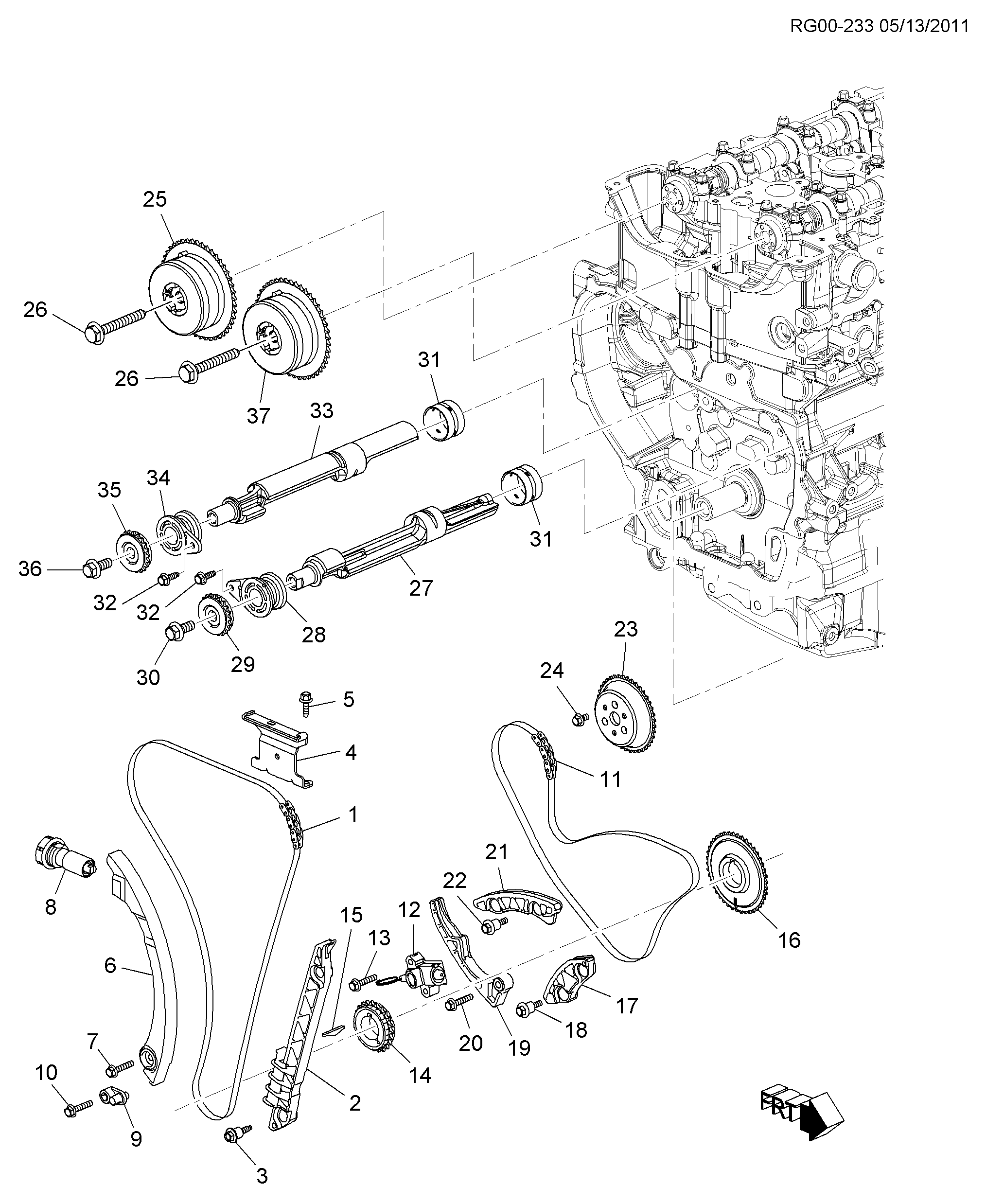 Chevrolet 24449448 - Mierinātājsliede, GSM piedziņas ķēde autospares.lv