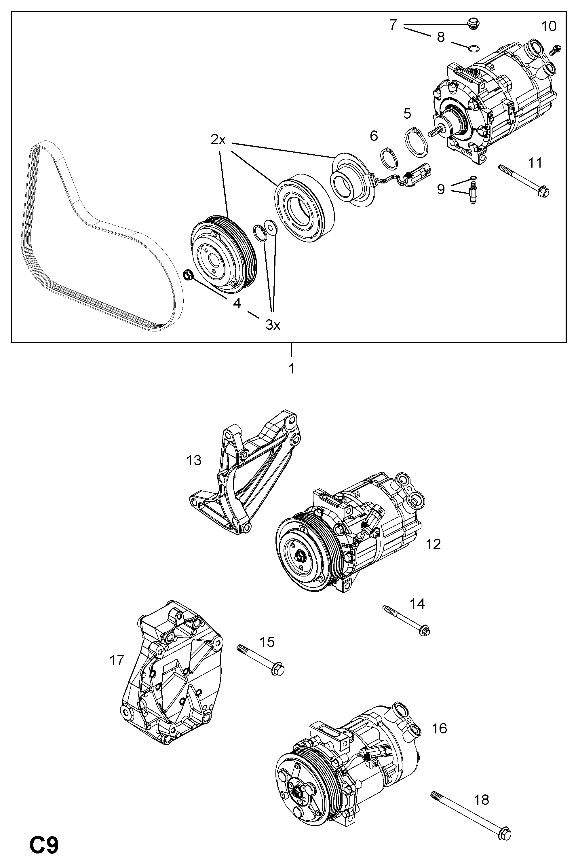 Vauxhall 12759394 - Kompresors, Gaisa kond. sistēma autospares.lv