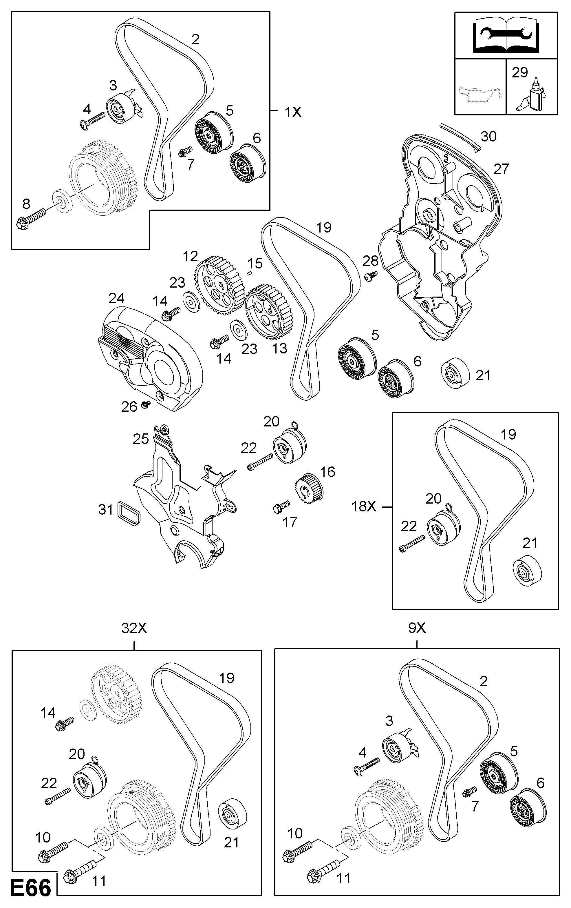 Opel 56 36 451 - Spriegotājrullītis, Gāzu sadales mehānisma piedziņas siksna autospares.lv