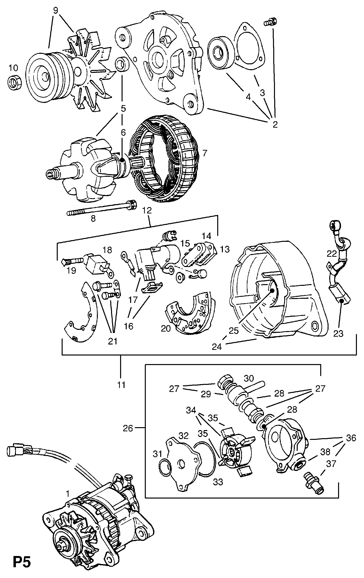 Opel 12 04 268 - Регулятор напряжения, генератор www.autospares.lv