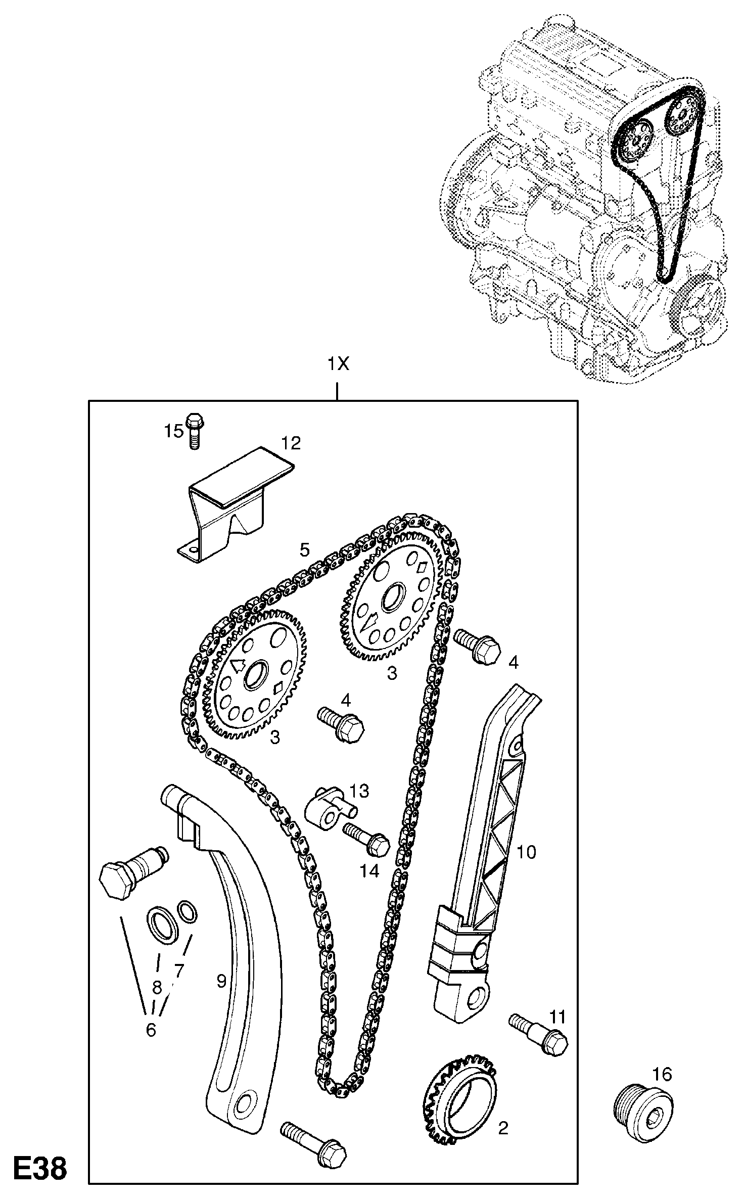 Vauxhall 6 36 826 - Mierinātājsliede, GSM piedziņas ķēde autospares.lv