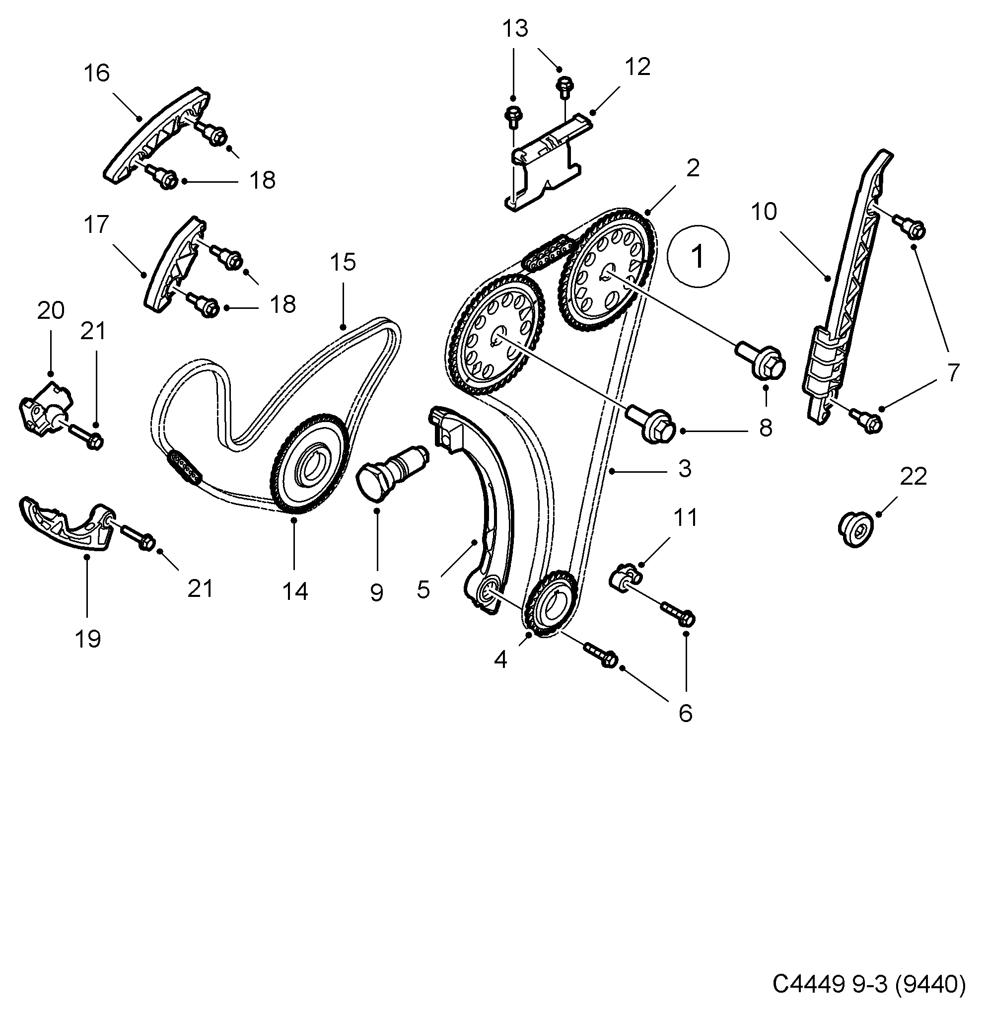 SAAB 90537336 - Guides, timing chain www.autospares.lv