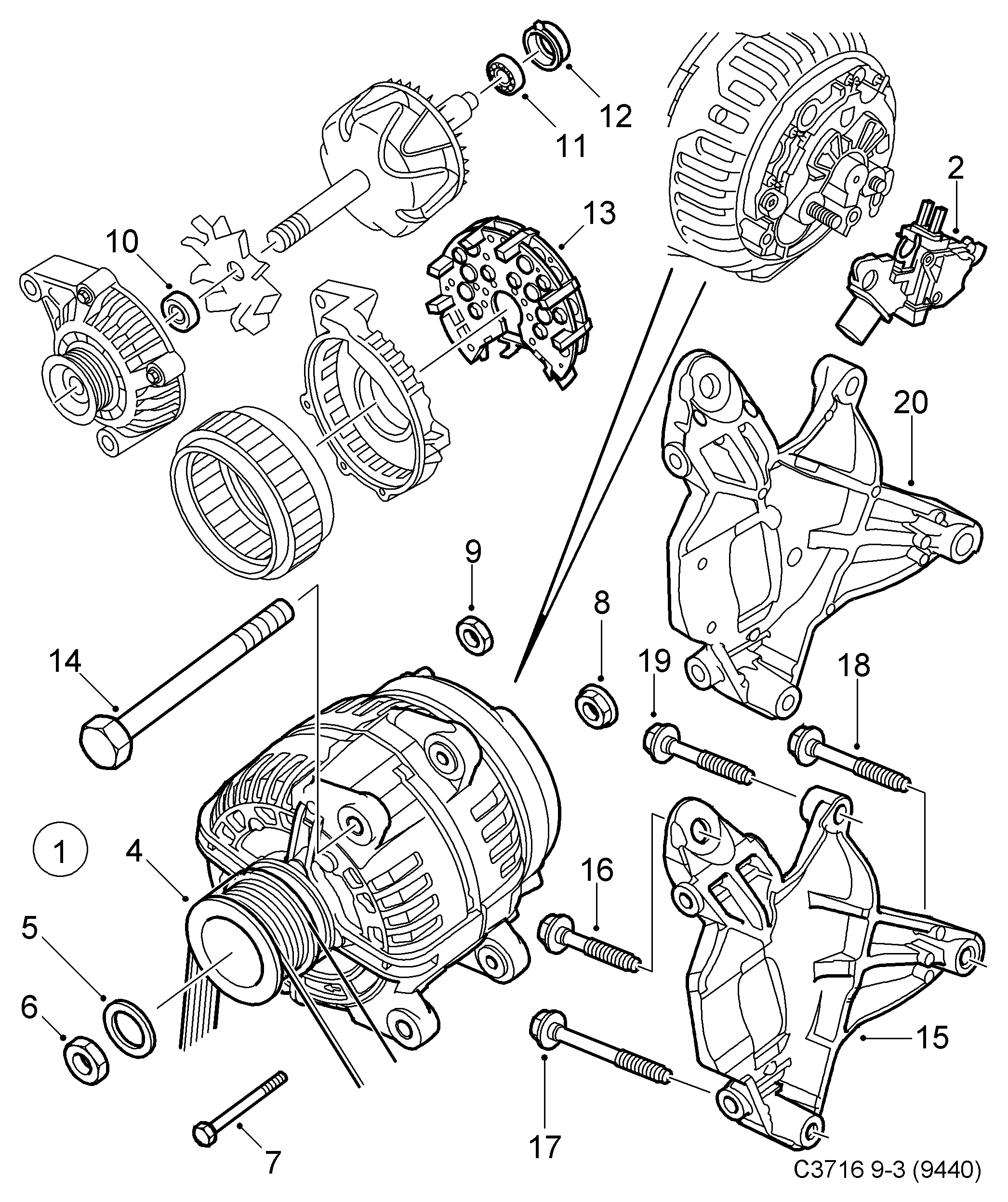 SAAB 91 17 938 - Gultnis piedziņas pusē, Ģenerators autospares.lv