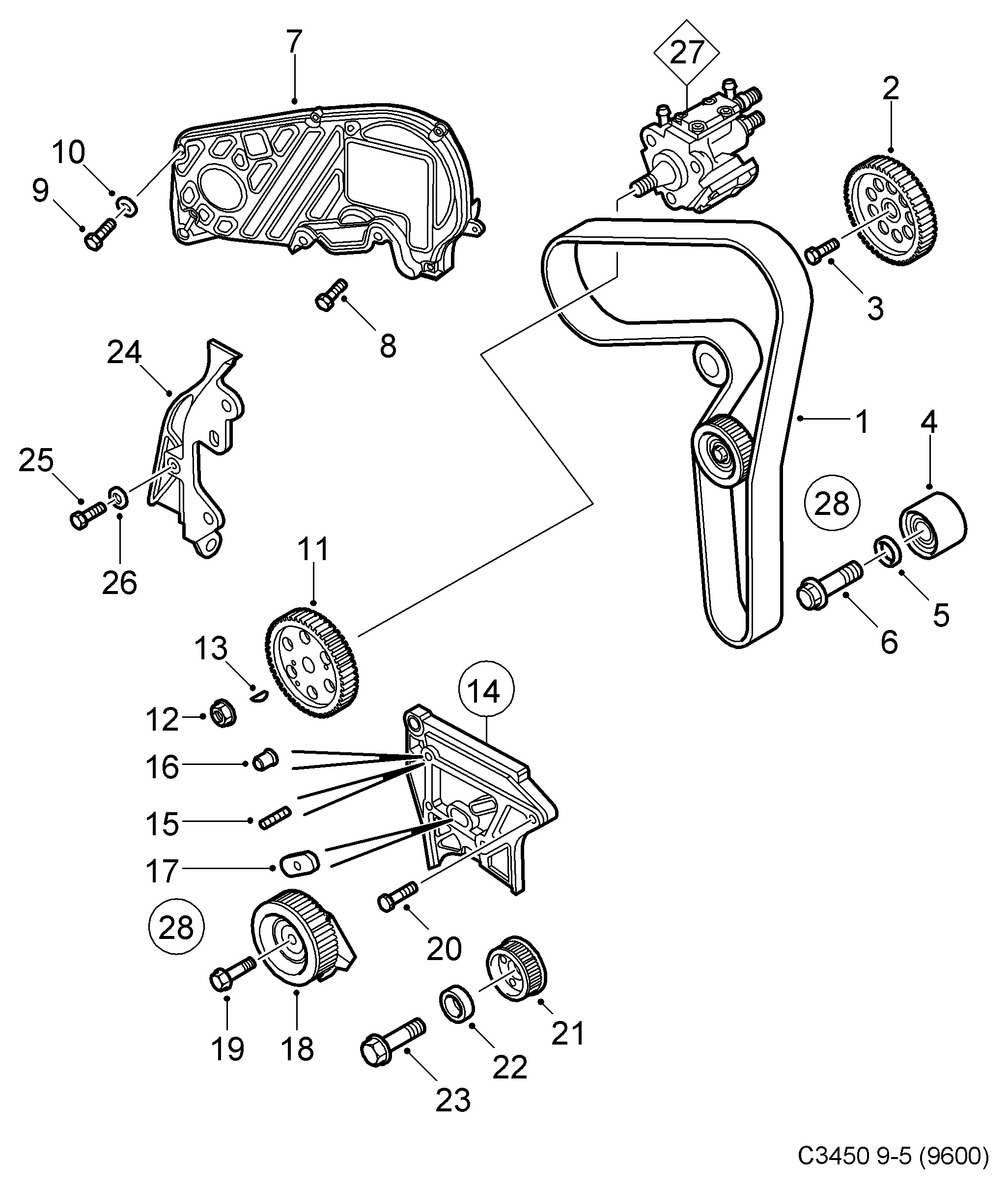 SAAB 93 191 278 - Комплект зубчатого ремня ГРМ www.autospares.lv