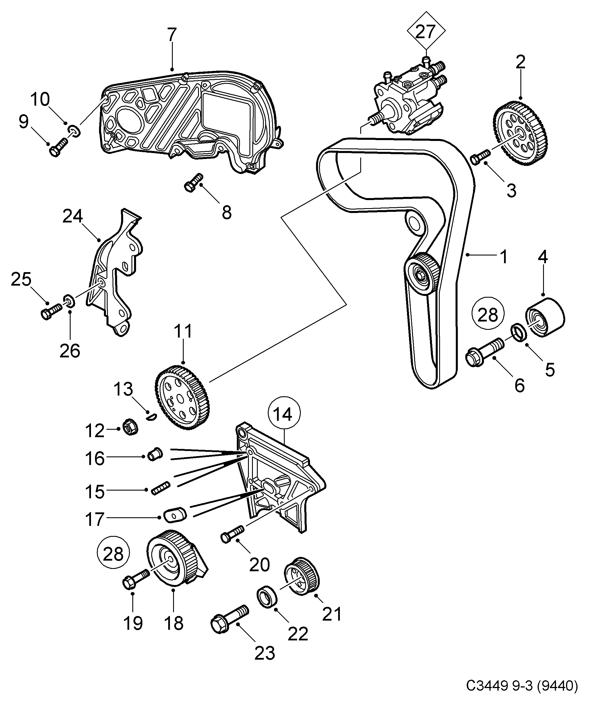 Alfa Romeo 93 178 816 - Spriegotājrullītis, Gāzu sadales mehānisma piedziņas siksna autospares.lv