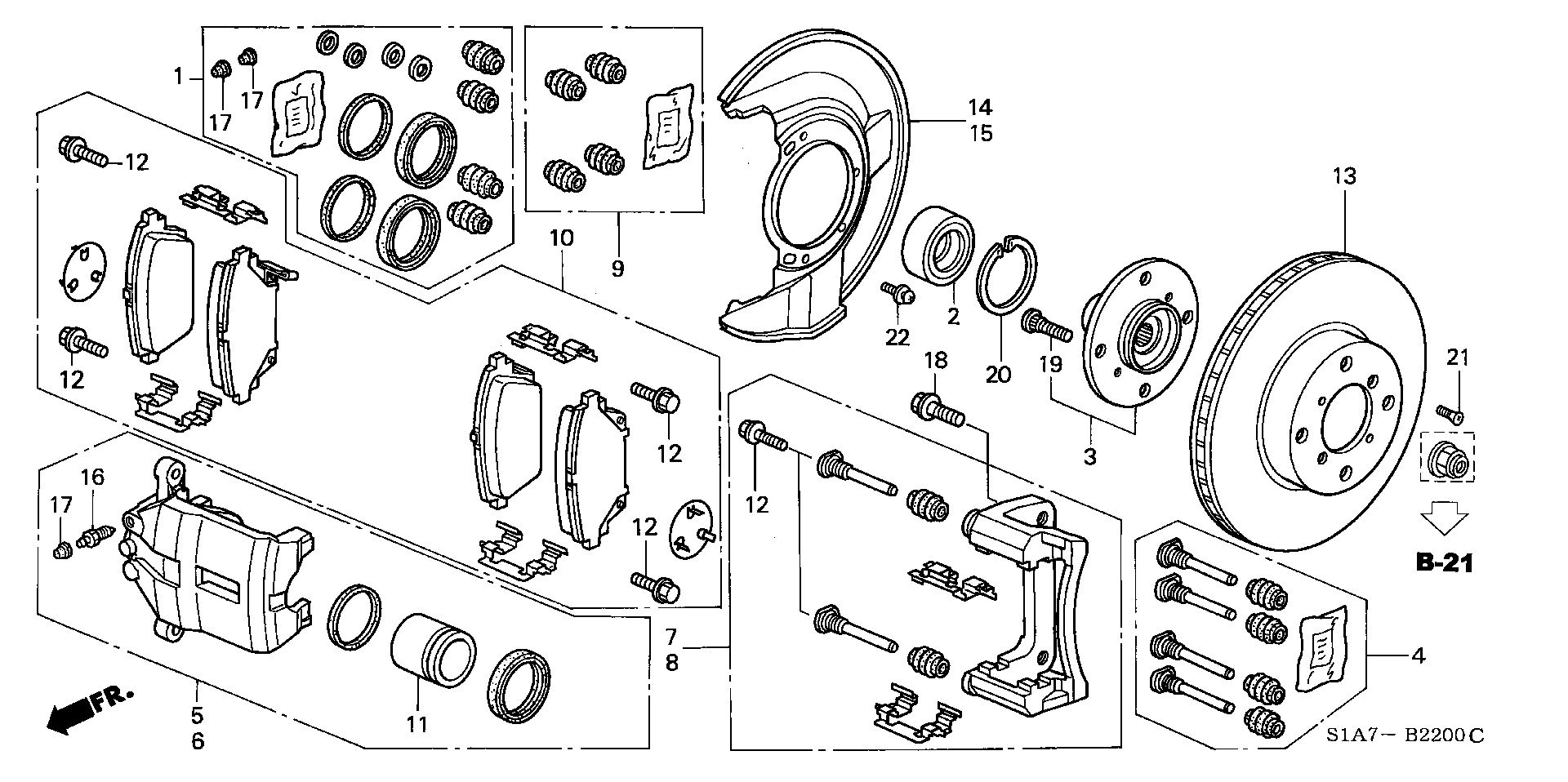 Honda 45022-S1A-E02 - Brake Pad Set, disc brake www.autospares.lv