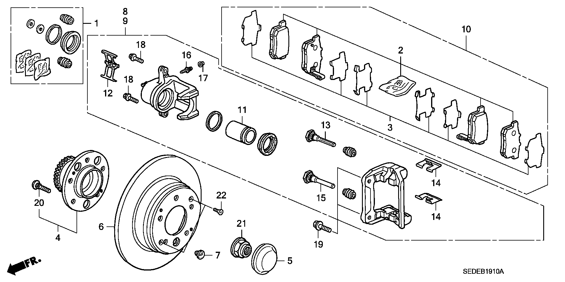 Honda 43022SEDE60 - Тормозные колодки, дисковые, комплект www.autospares.lv