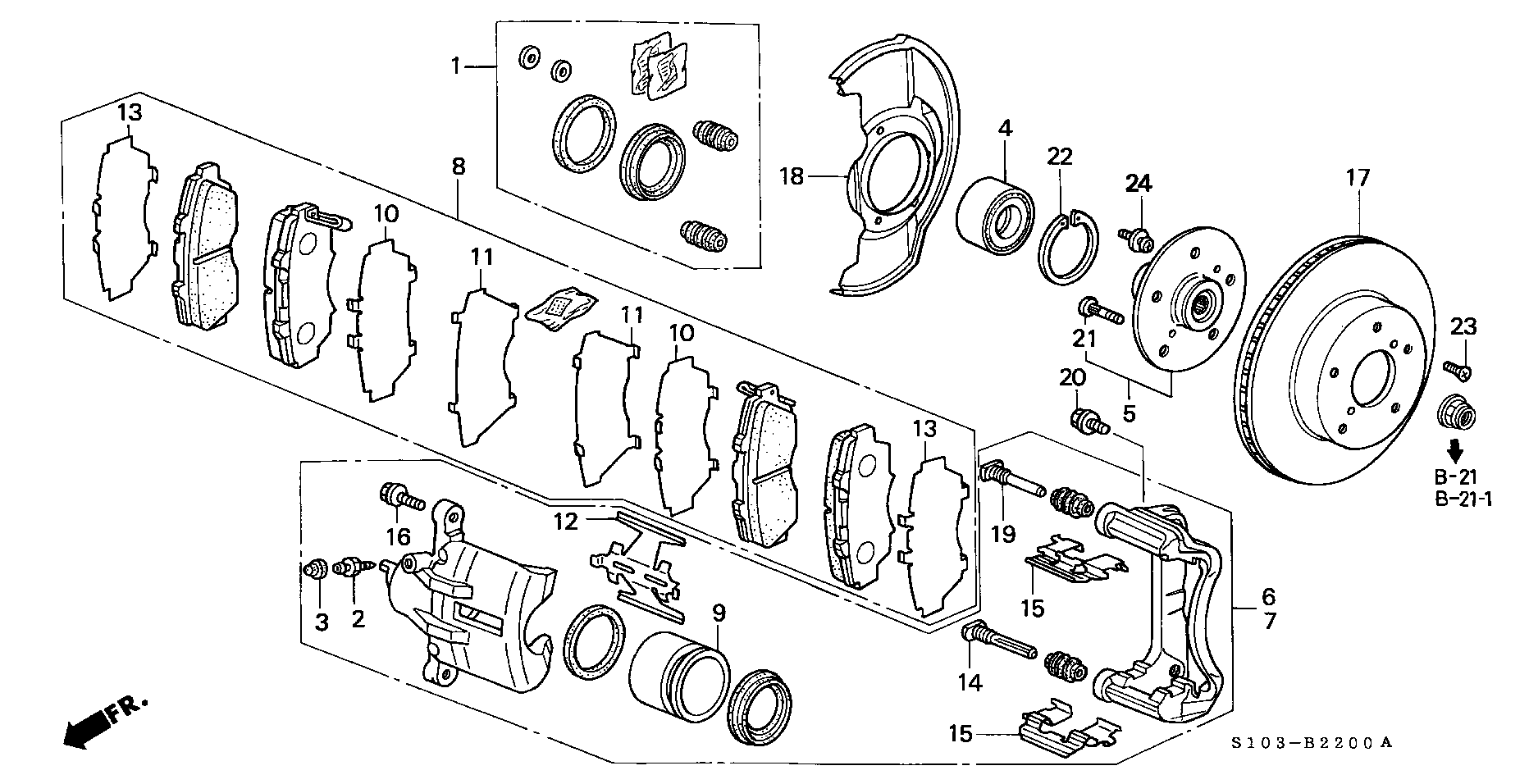 Honda 45022S10A02 - Bremžu uzliku kompl., Disku bremzes autospares.lv