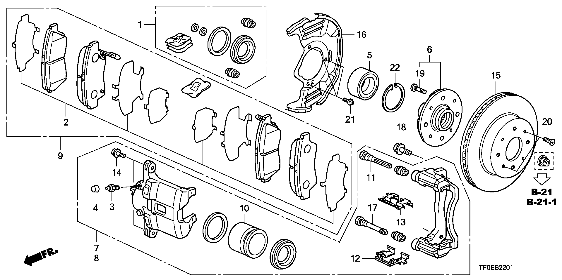 Honda 45022TF0G02 - Brake Pad Set, disc brake www.autospares.lv