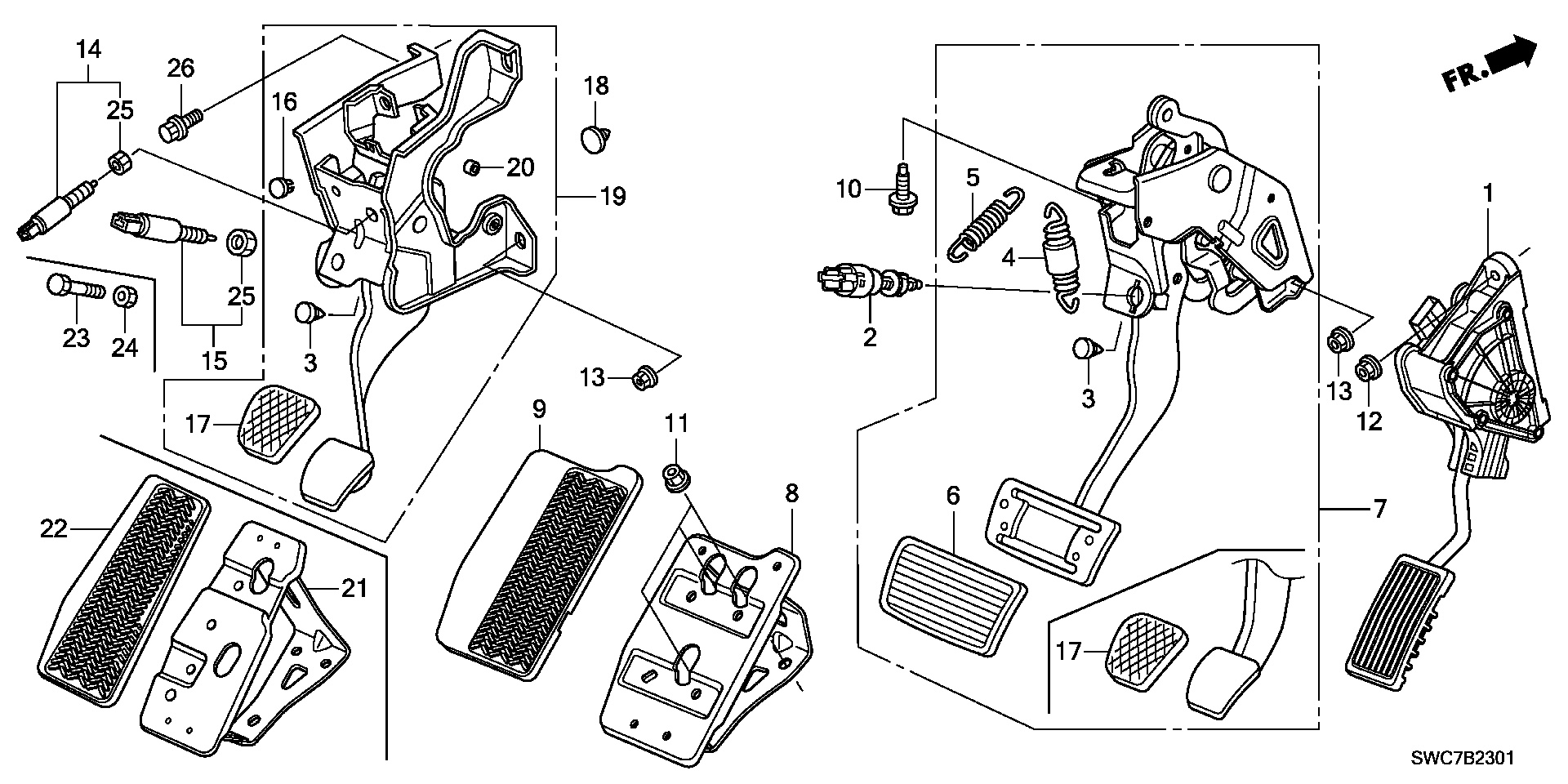 Honda 46545SA5000 - Pedāļa uzlika, Bremžu pedālis www.autospares.lv